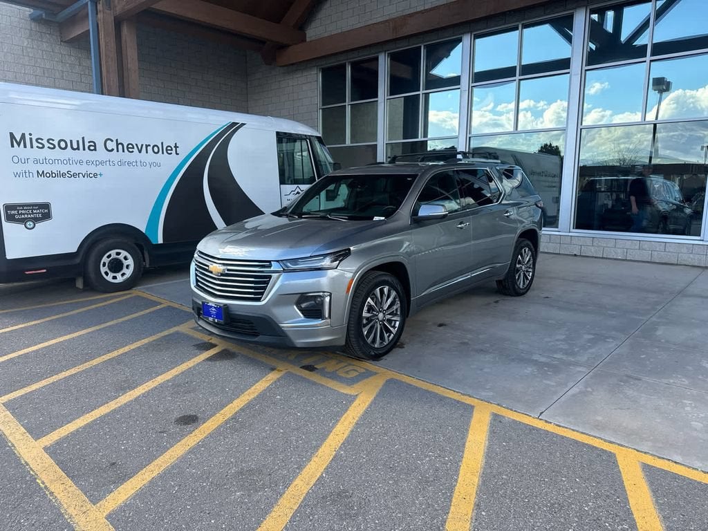 2023 Chevrolet Traverse Premier in Sterling Gray Metallic — front three-quarter view