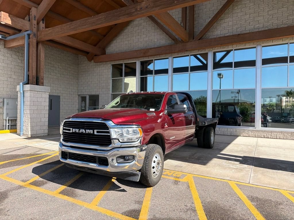 2020 RAM 3500 Big Horn in Maroon — front three-quarter view